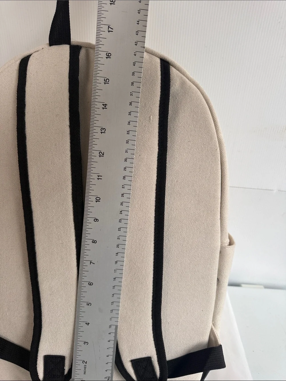 NEW LOULU CANVAS LAPTOP BACKPACK CREAM BLACK GOLD HARDWARE DAY PACK TRAVEL